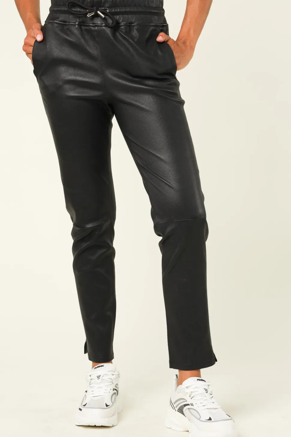 Lamb Leather Stretch Jogger Naomi | Black... | Studio Ar | Little Soho