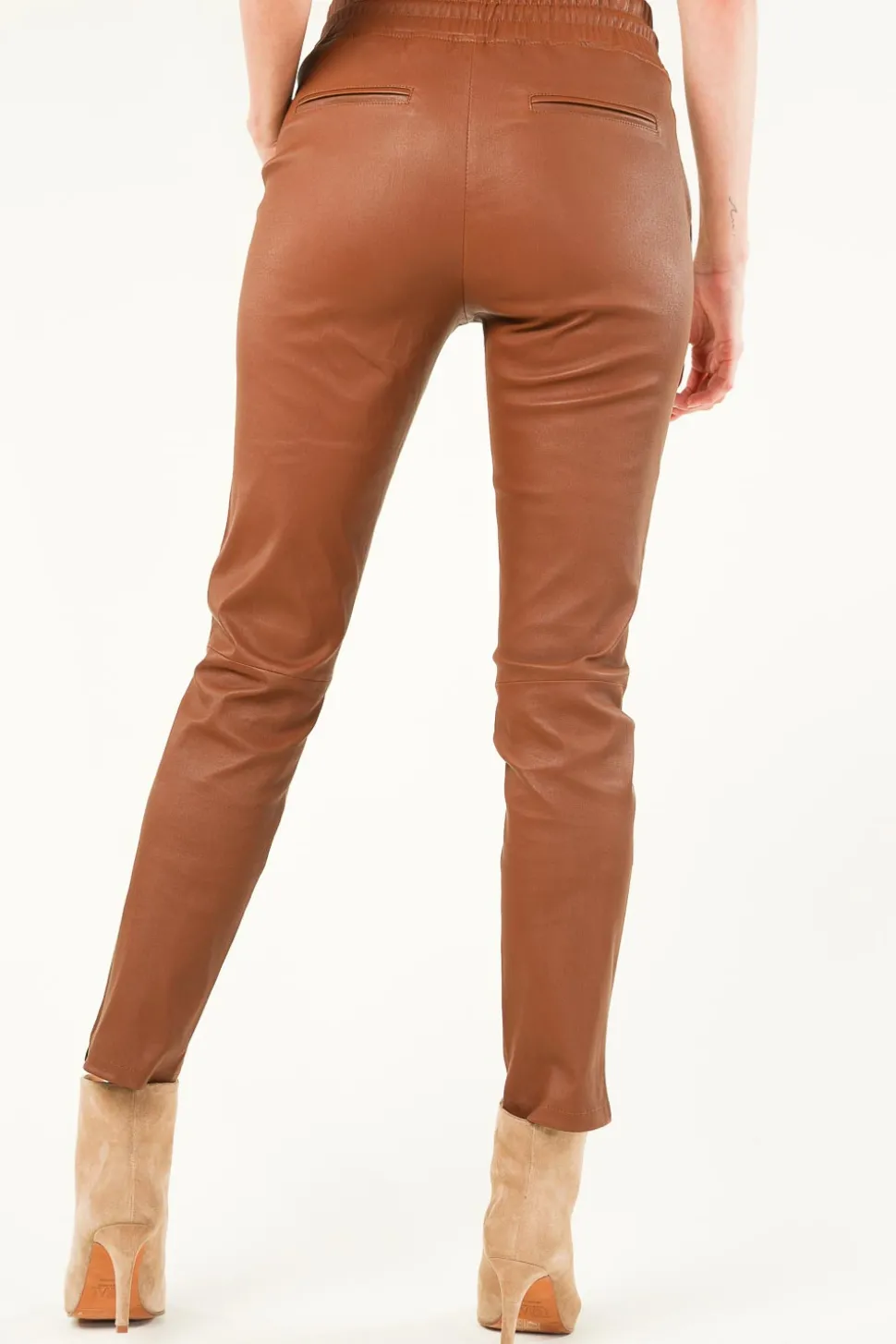 Lambskin Stretch Jogger Naomi | Camel... | Studio Ar | Little Soho