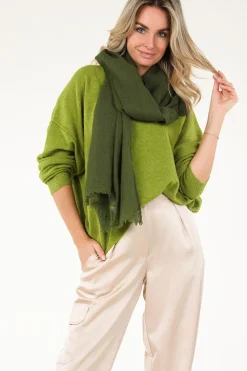 Large Soft Wool Blend Scarf Lilly | Green... | Moment Amsterdam | Little Soho