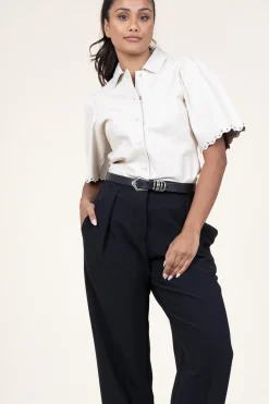 Leather Blouse With Studs Tanra | Natural... | Ibana | Little Soho