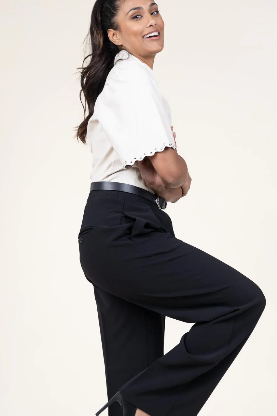 Leather Blouse With Studs Tanra | Natural... | Ibana | Little Soho