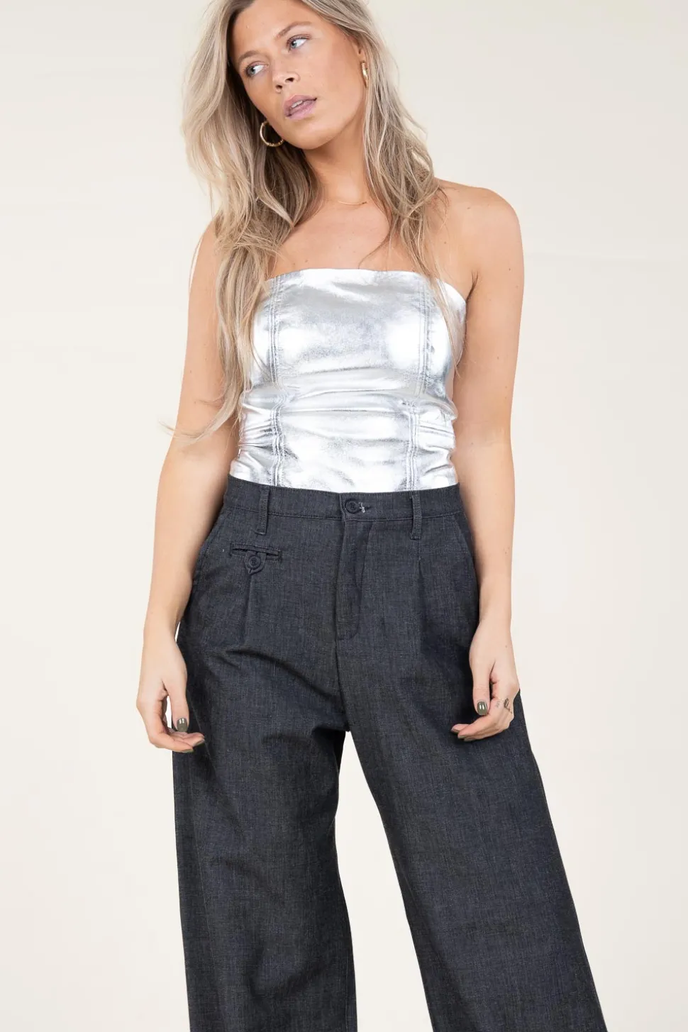 Leather Bustier Taar | Silver... | Ibana | Little Soho
