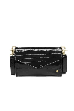 Leather Clutch With Croco Print Motif | Black... | Depeche | Little Soho