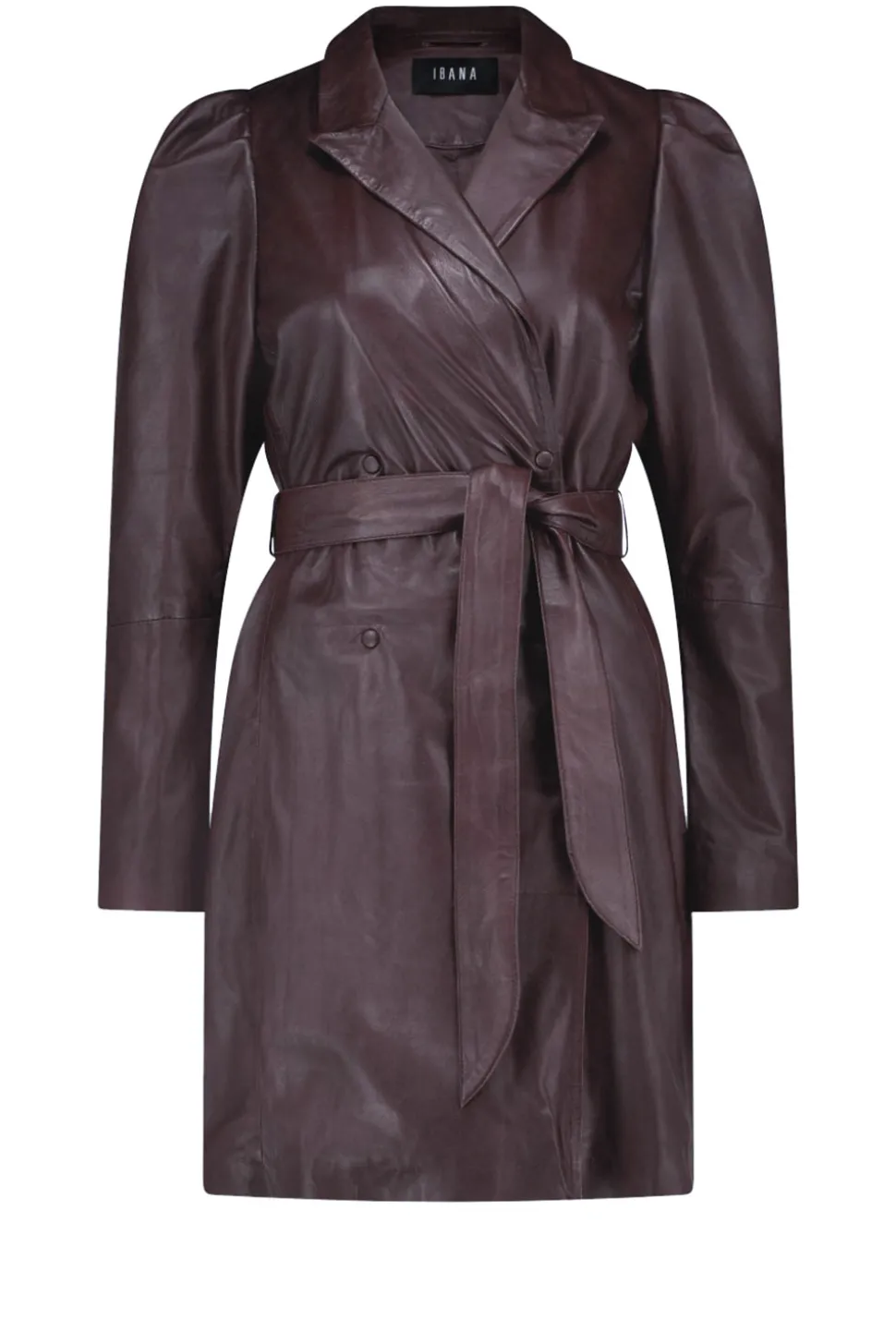 Leather Dress With Bow Belt Darcia | Bordeaux... | Ibana | Little Soho
