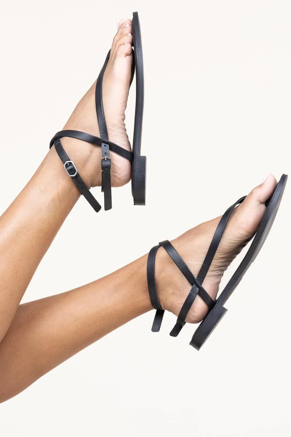 Leather Hand Made Sandals Olive | Black... | Ivylee Copenhagen | Little Soho