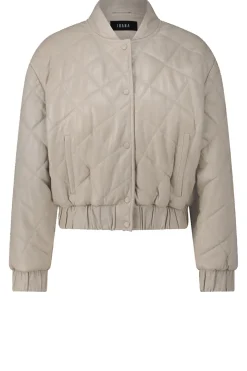 Leather Padded Jacket Jeromy | Taupe... | Ibana | Little Soho