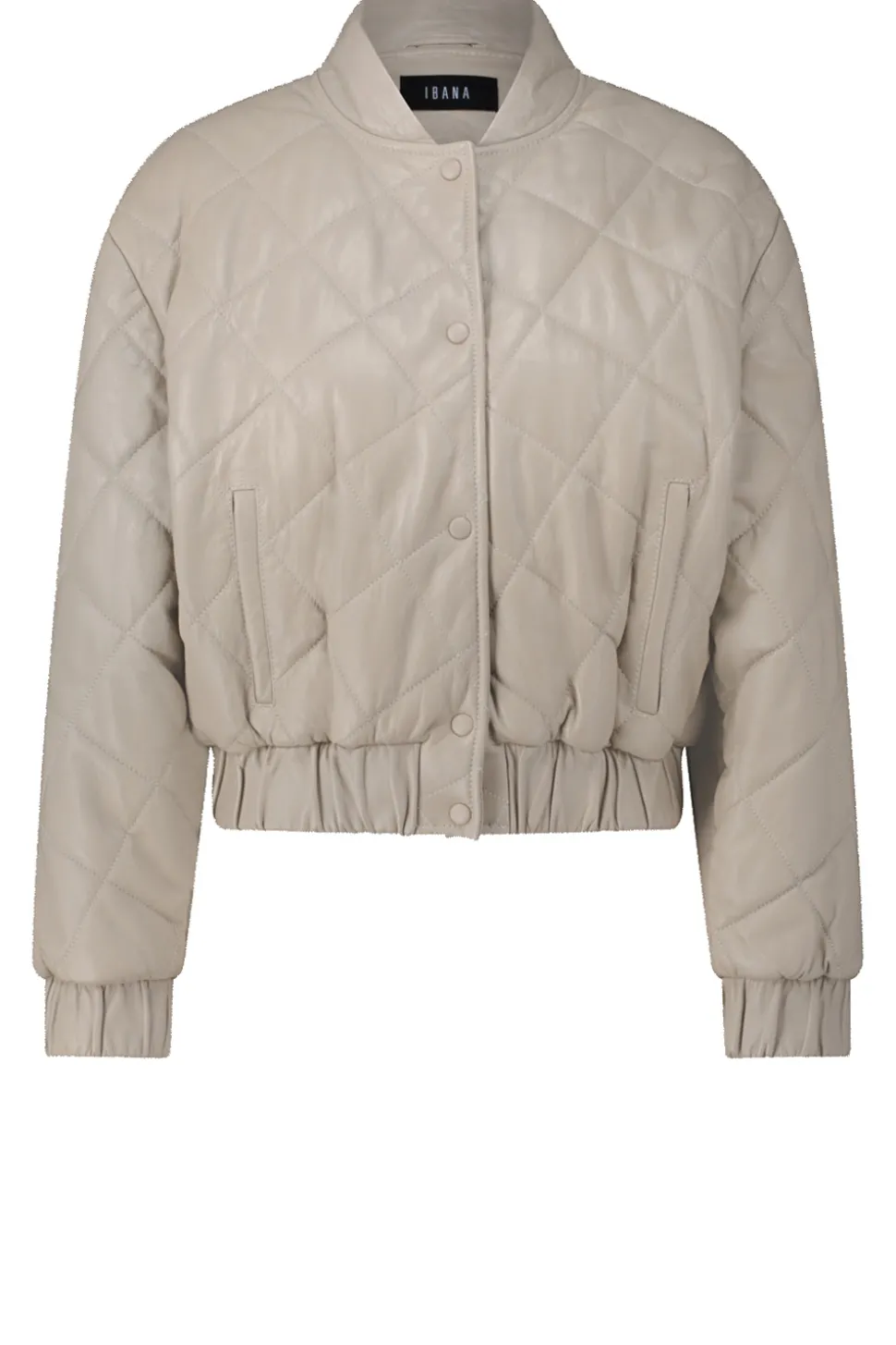 Leather Padded Jacket Jeromy | Taupe... | Ibana | Little Soho
