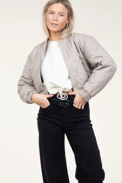 Leather Padded Jacket Jeromy | Taupe... | Ibana | Little Soho