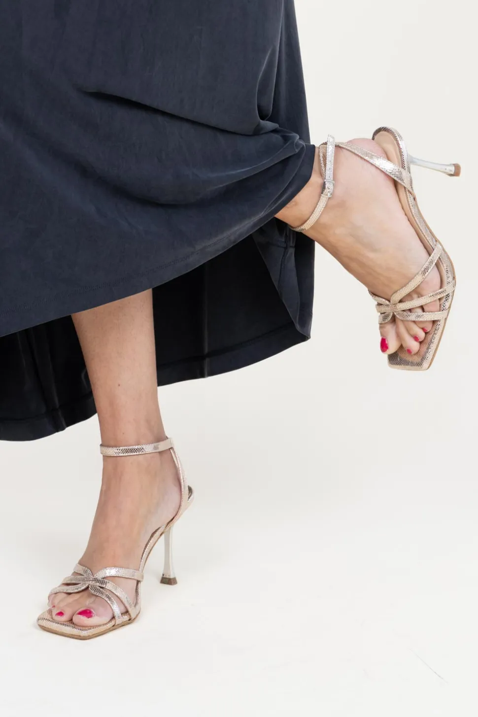 Leather Sandals Renee | Silver... | March23 | Little Soho