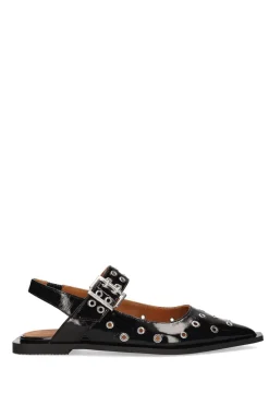 Leather Sandals With Silver Colored Details Casandra | Black... | Toral | Little Soho
