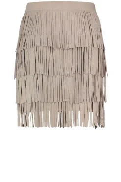 Leather Skirt With Frills Sivan | Taupe... | Ibana | Little Soho