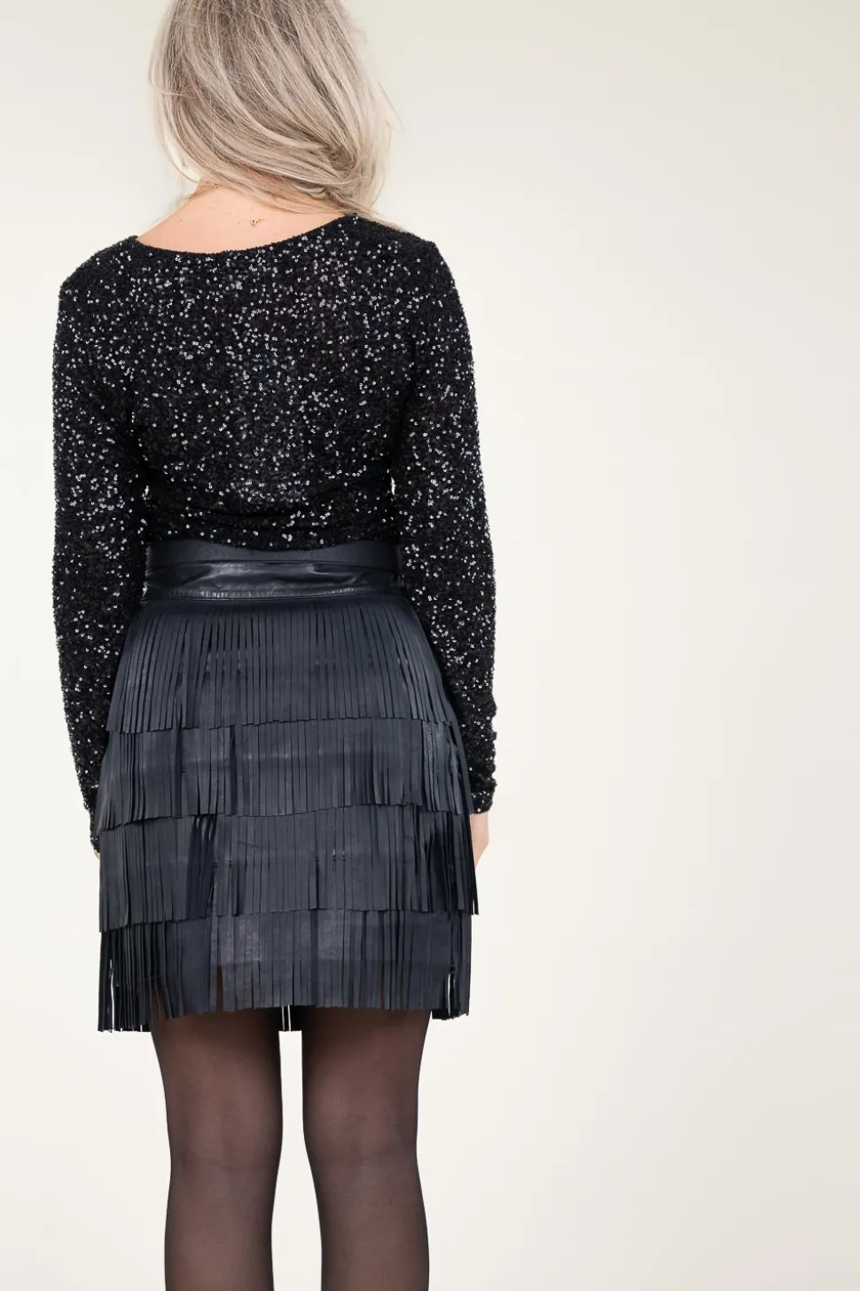 Leather Skirt With Frills Sivan | Black... | Ibana | Little Soho