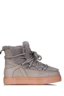 Leather Sneakers Mouton Fur | Taupe... | Est'Seven | Little Soho