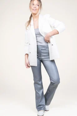 Leather Stretch Flared Pants Jaela | Silver... | Studio Ar | Little Soho