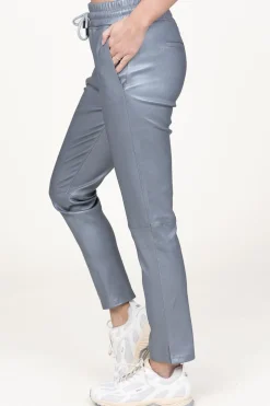 Leather Stretch Jogger Naomi | Silver... | Studio Ar | Little Soho