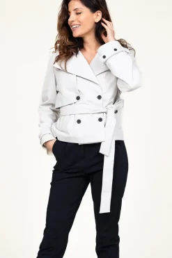 Leather Trenchcoat Anza | White... | Studio Ar | Little Soho