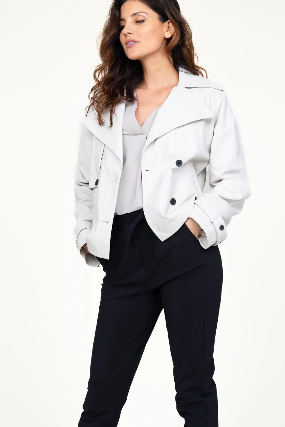 Leather Trenchcoat Anza | White... | Studio Ar | Little Soho