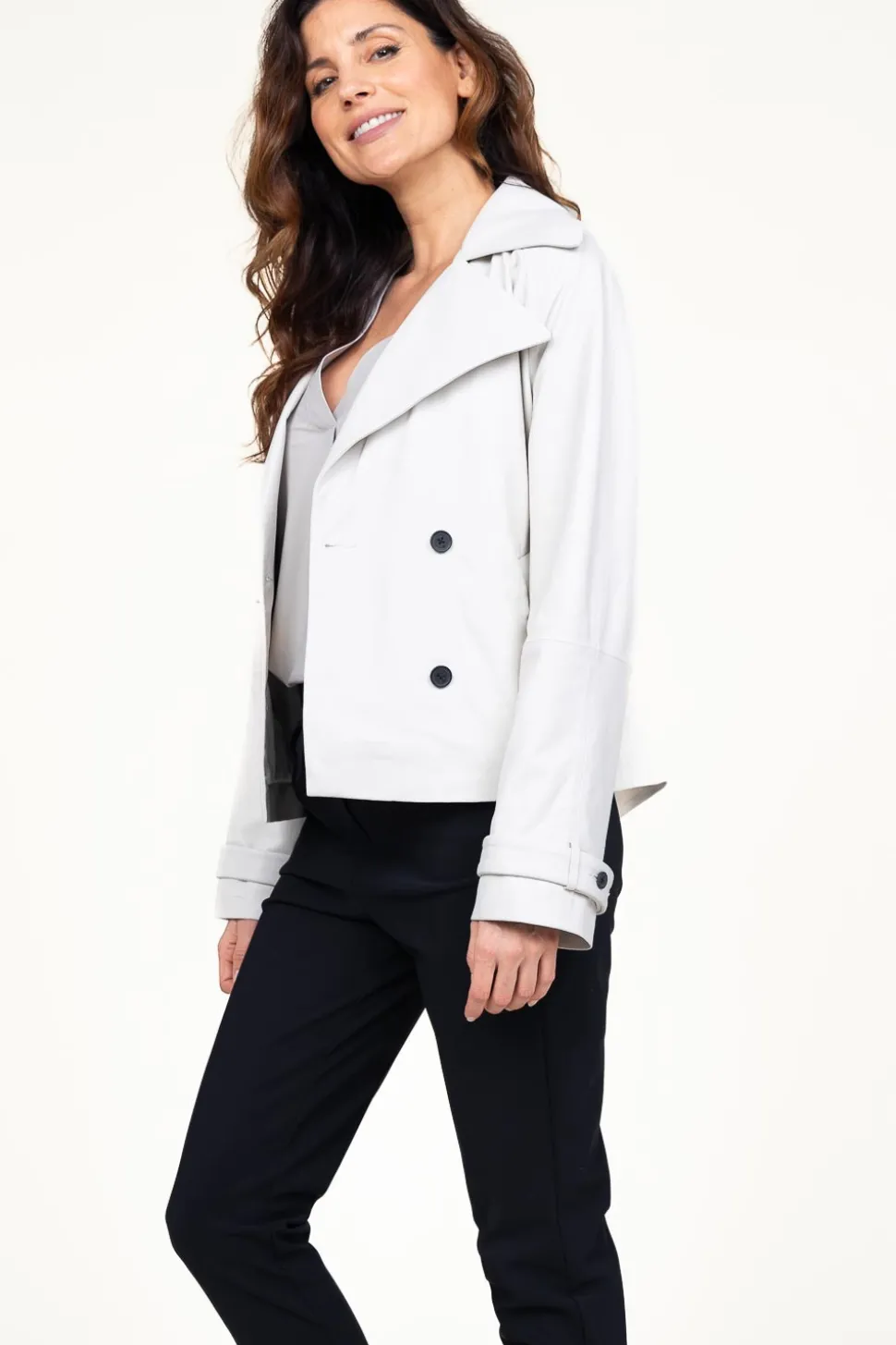 Leather Trenchcoat Anza | White... | Studio Ar | Little Soho