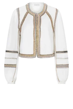 Linen Blend Jacket With Embroidery Stanfill | Natural... | Dante 6 | Little Soho