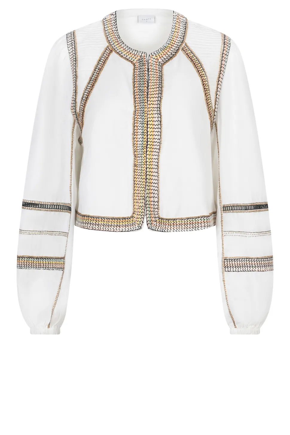 Linen Blend Jacket With Embroidery Stanfill | Natural... | Dante 6 | Little Soho
