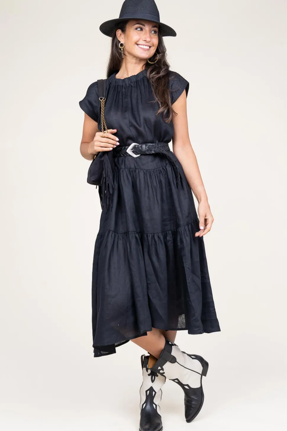 Linen Dress Grace | Black... | Greek Archaic Kori | Little Soho