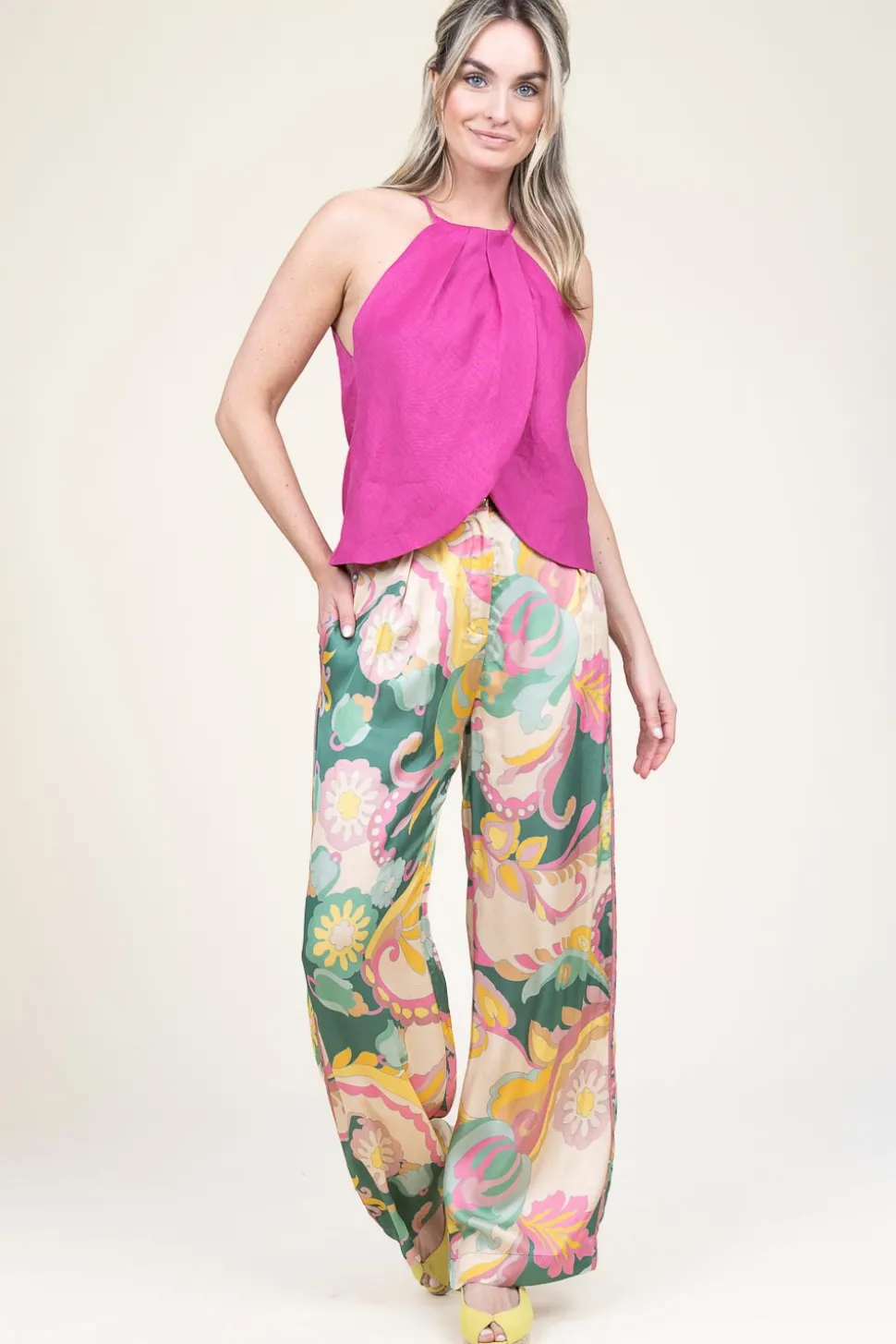 Linen Halter Top Pam | Pink... | Greek Archaic Kori | Little Soho