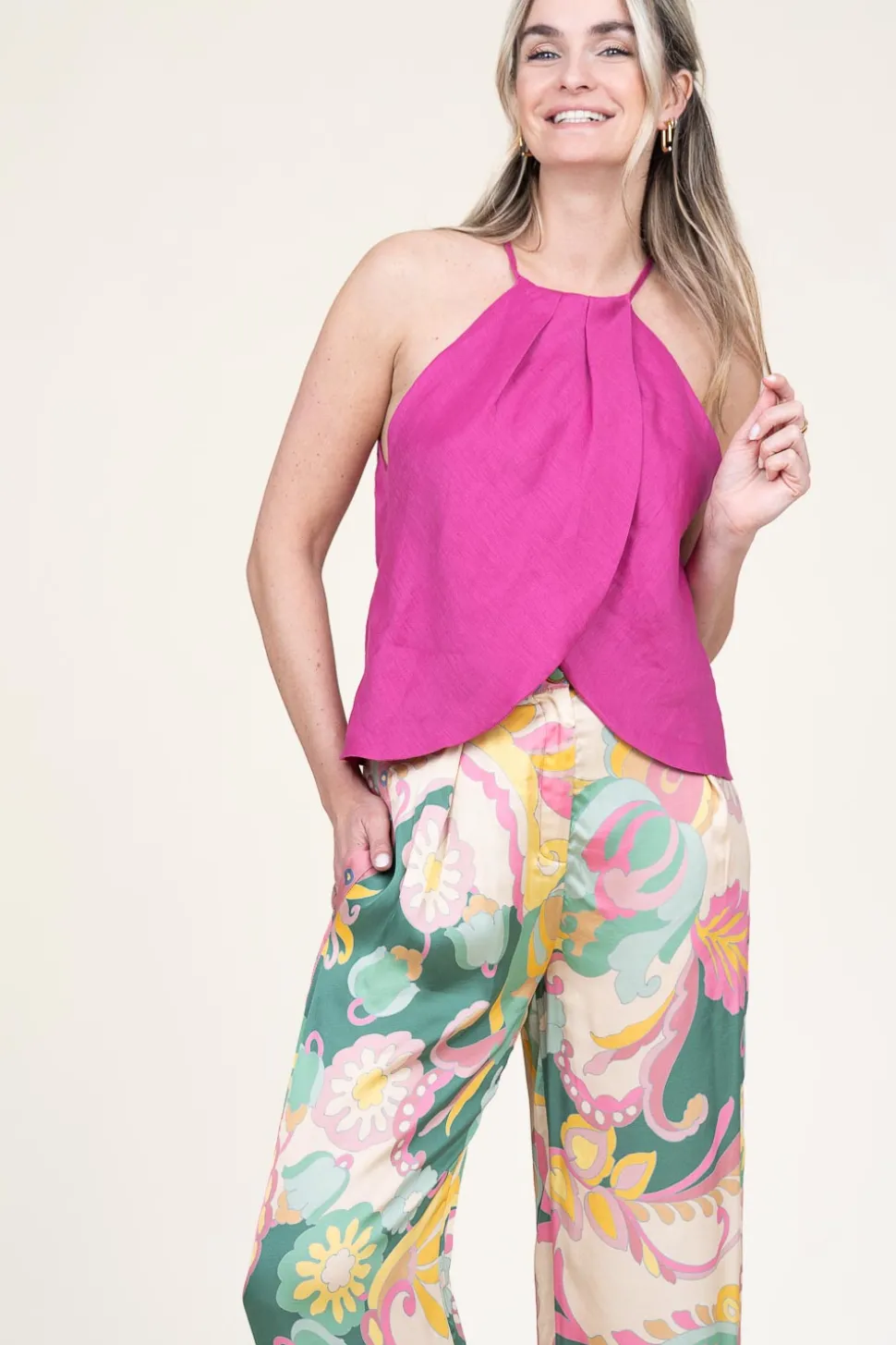 Linen Halter Top Pam | Pink... | Greek Archaic Kori | Little Soho