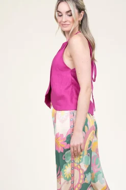 Linen Halter Top Pam | Pink... | Greek Archaic Kori | Little Soho