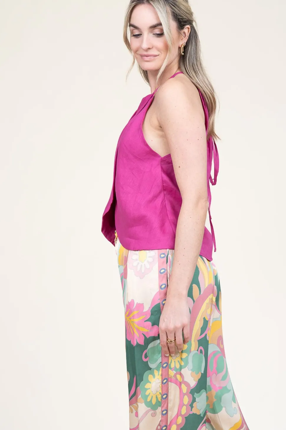 Linen Halter Top Pam | Pink... | Greek Archaic Kori | Little Soho