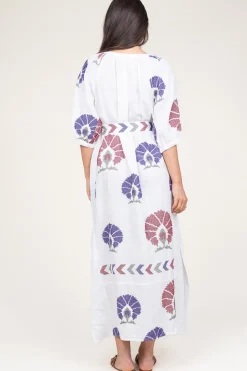 Linen Maxi Dress Thalia | Multi... | Greek Archaic Kori | Little Soho