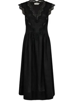 Linen Maxi Dress With Lace Natuli | Black... | Copenhagen Muse | Little Soho