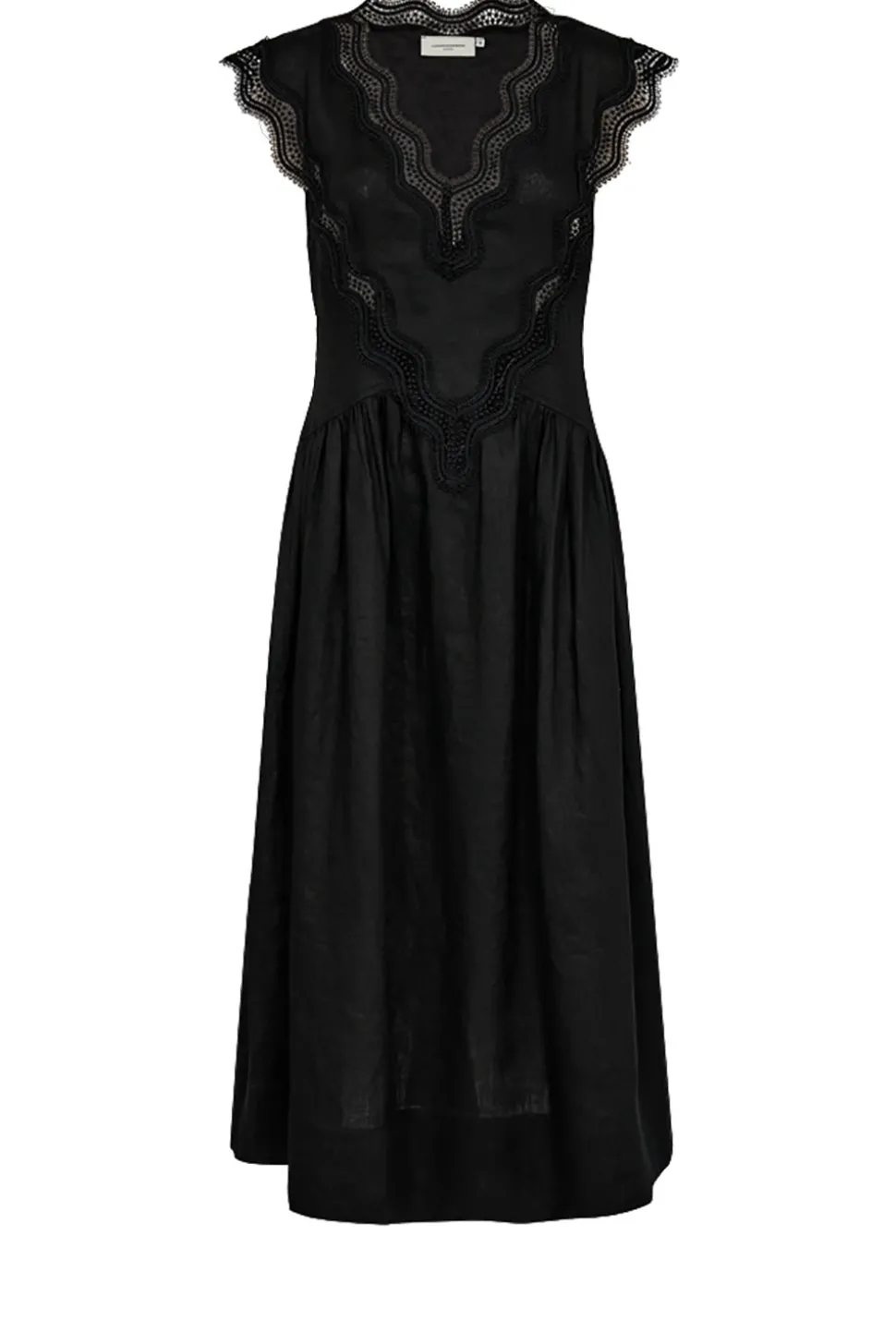 Linen Maxi Dress With Lace Natuli | Black... | Copenhagen Muse | Little Soho