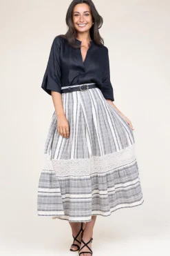 Linen Mix Maxi Skirt Fiorella | Black... | Stella Forest | Little Soho