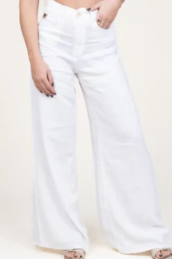 Linen Mix Wide Leg Pants Marlene | White... | Lois Jeans | Little Soho