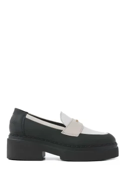 Loafers With Gold Colored Logo Frankie | Black... | Nubikk | Little Soho