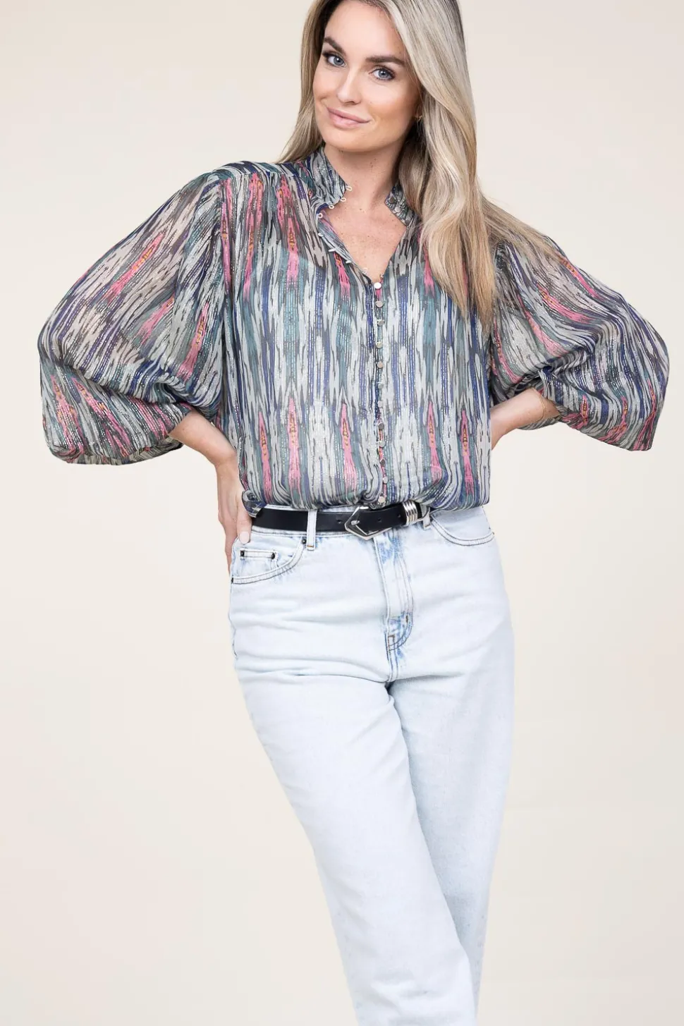 Lurex Blouse With Print Talici | Multi... | Ibana | Little Soho