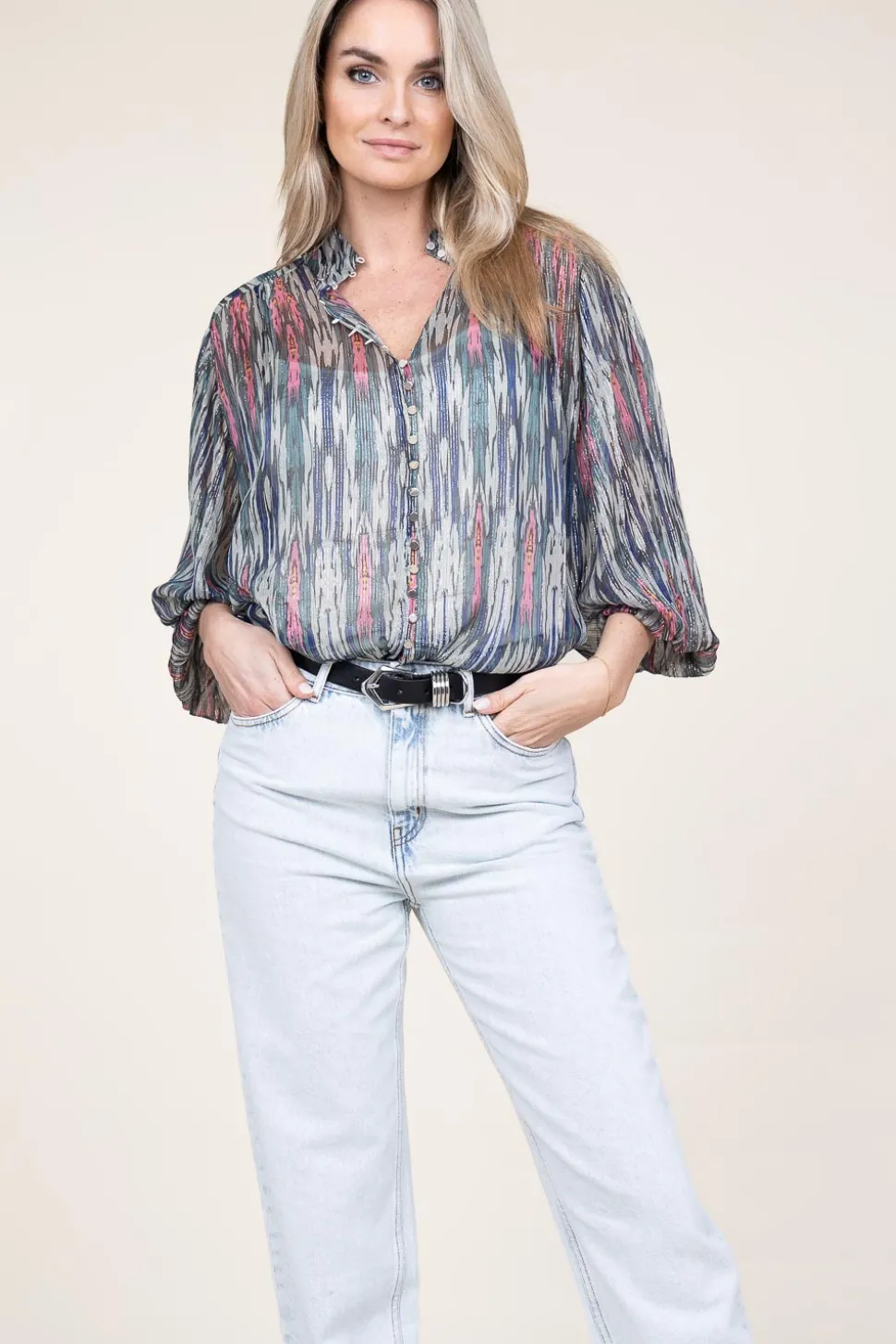 Lurex Blouse With Print Talici | Multi... | Ibana | Little Soho