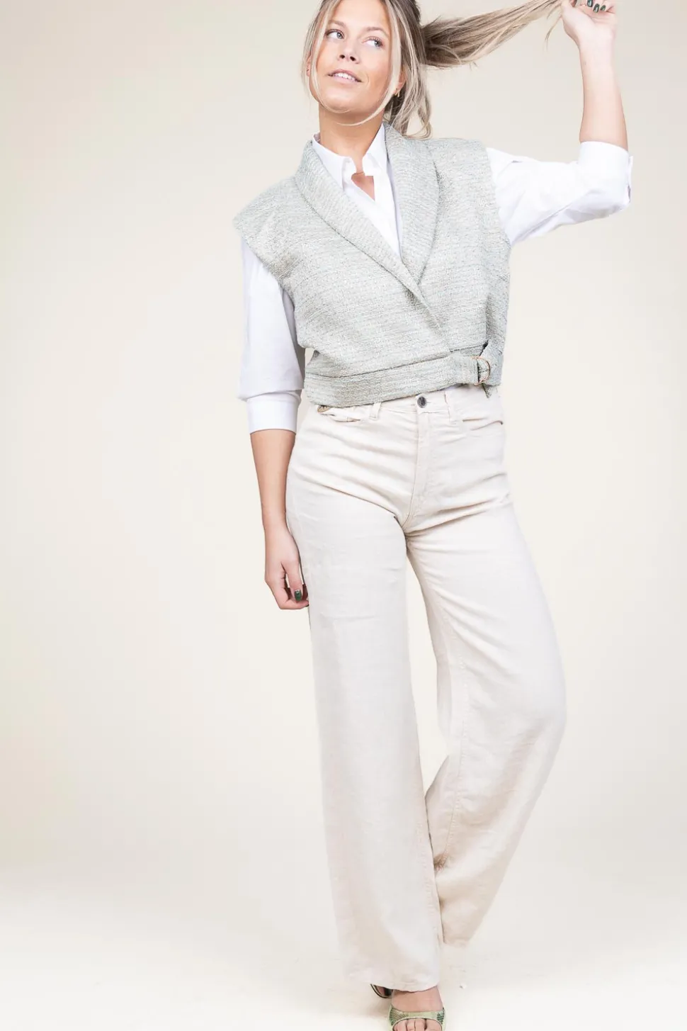 Lurex Jacquard Waistcoat Letica | Green... | Aaiko | Little Soho