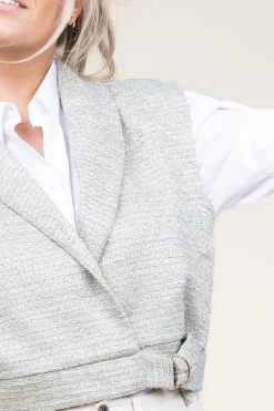 Lurex Jacquard Waistcoat Letica | Green... | Aaiko | Little Soho