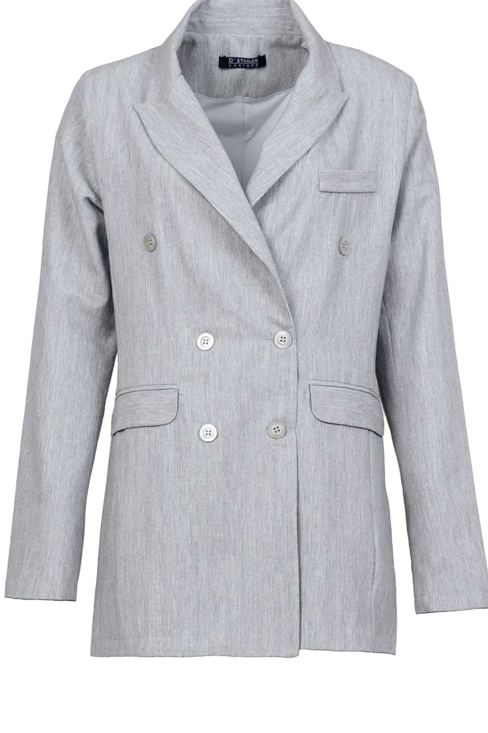 Lurex Linen Double Breasted Blazer Grace | Grey... | D-Etoiles Casiope | Little Soho