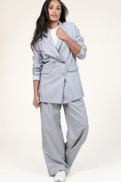 Lurex Linen Double Breasted Blazer Grace | Grey... | D-Etoiles Casiope | Little Soho