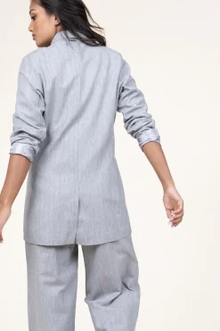 Lurex Linen Double Breasted Blazer Grace | Grey... | D-Etoiles Casiope | Little Soho