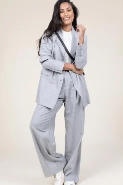 Lurex Linen Pleated Trousers Genius | Grey... | D-Etoiles Casiope | Little Soho