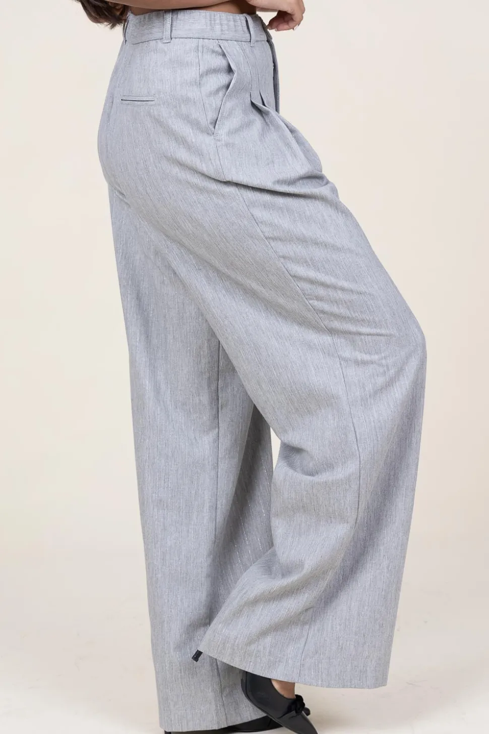 Lurex Linen Pleated Trousers Genius | Grey... | D-Etoiles Casiope | Little Soho