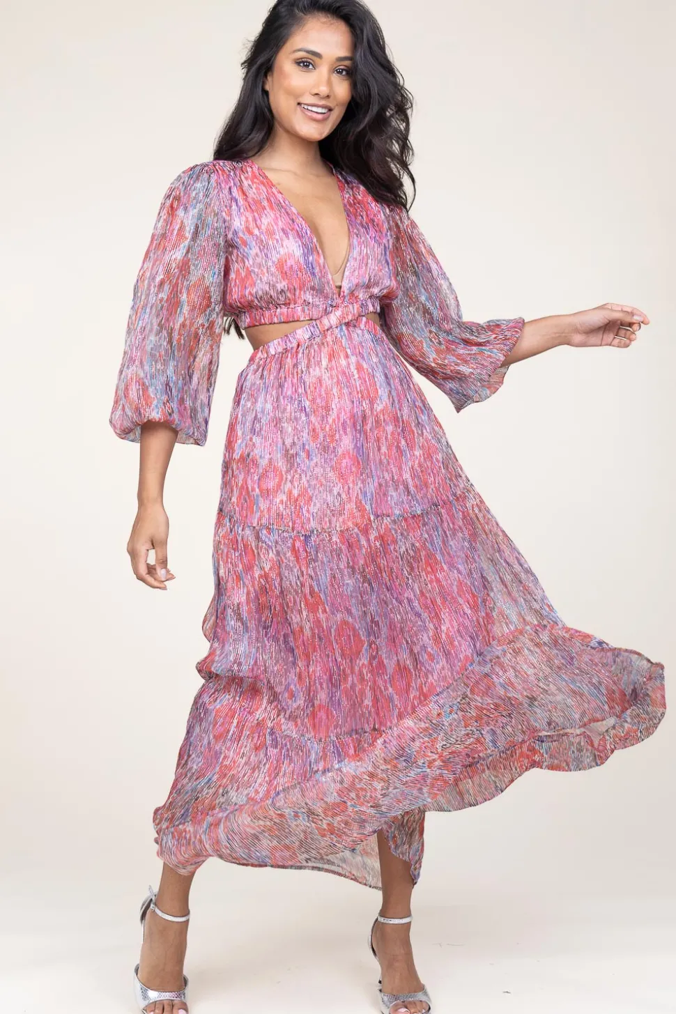 Lurex Maxi Dress Rainbow | Pink... | Berenice | Little Soho
