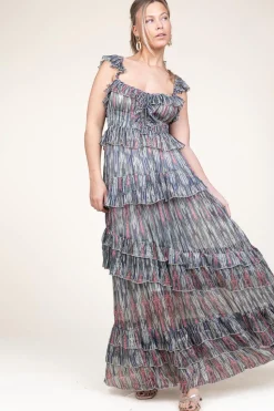 Lurex Maxi Dress With Print Danessa | Multi... | Ibana | Little Soho