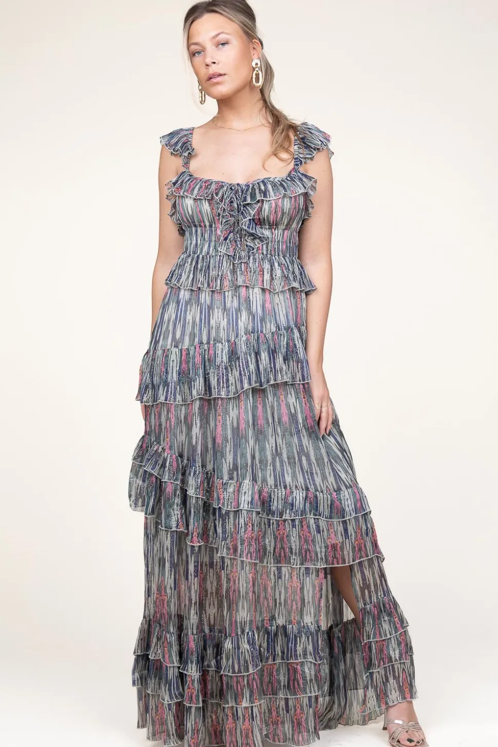 Lurex Maxi Dress With Print Danessa | Multi... | Ibana | Little Soho