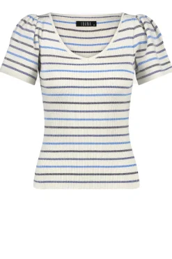 Lurex Top With Puffed Sleeves Thaira | Natural... | Ibana | Little Soho