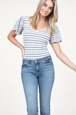 Lurex Top With Puffed Sleeves Thaira | Natural... | Ibana | Little Soho