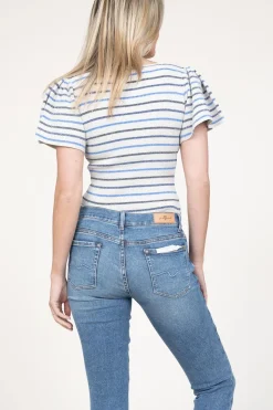 Lurex Top With Puffed Sleeves Thaira | Natural... | Ibana | Little Soho